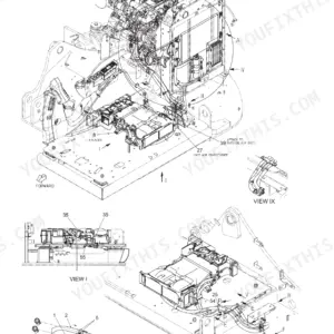 New Holland E160C Blade Runner excavator air conditioner piping layout with numbered parts and detail views