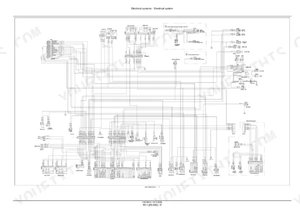 New Holland E17C mini excavator large wiring schematic with connectors, relays and cluster