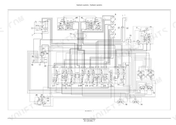 New Holland E26B SR, E29B SR mini excavator hydraulic system schematic