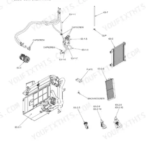 New Holland E55Bx compact excavator air conditioner component parts exploded view