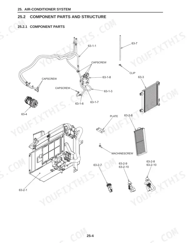 New_Holland_E55BX_Tier_3_Service_Manual_Compact_Hydraulic_Excavator_S5HS0014E01.pdf-air-conditioner-system-305-1.webp New Holland E55Bx compact excavator air conditioner component parts exploded view