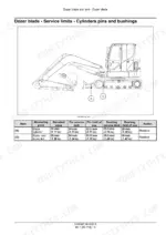 New_Holland_E60C_Service_Manual_Mini_Excavator_51663427.pdf-dozer-blade-and-arm-1824.webp New Holland E60C mini excavator dozer blade cylinder pin and bushing service limits table with side view