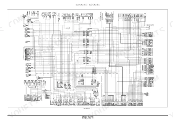 New Holland E60C mini excavator full machine electrical wiring schematic with connectors and harness lines