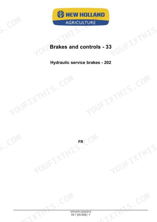New Holland FR450-FR850 forage harvester section title page with logo and heading text