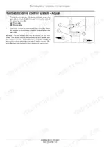 New_Holland_H8040_Self-Propelled_Windrower_Service_Manual_47487694.pdf-engine-and-drive-electrical-controls-850-1.webp New Holland H8040 windrower Adjustment drawing of a pedal arm sensor with jam nuts and the sensor gap, parts labeled 1 to 4