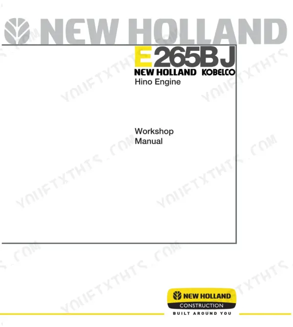 New Holland E265BJ excavator cover page with title text and logos