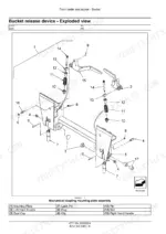 New_Holland_L218_L220_Skid_Steer_Loader_Service_Manual_47711684.pdf-boom-and-bucket-1533-1.webp New Holland L218 and L220 skid steer exploded view of bucket release device mounting plate with latch pins, springs and handles
