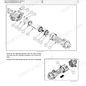 New Holland LM6.32–LM9.35 telehandler hydraulic service brake disassembly steps