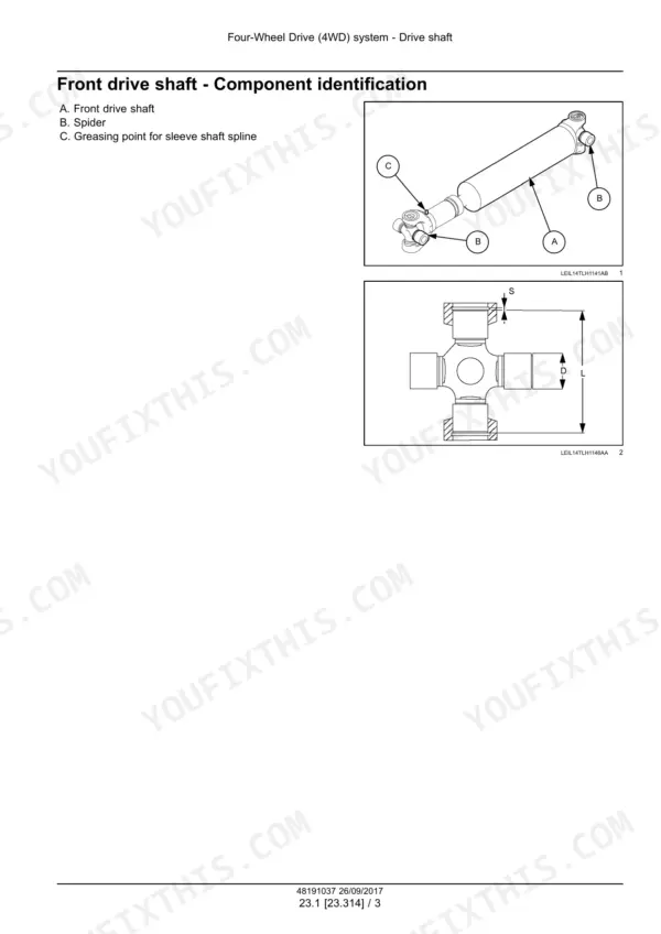 New_Holland_LM6.32_LM6.35_LM7.35_LM7.42_LM9.35_Stage_IIIB_Service_Manual_Telescopic_Handler_48191037.pdf-4wd-drive-shafts-and-front-axle-225.webp New Holland LM6.32, LM6.35, LM7.35, LM7.42, LM9.35 telescopic handler front drive shaft and spider component identification diagram