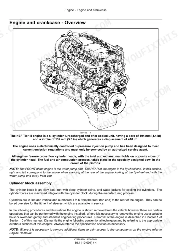 New Holland Speedrower 200, Speedrower 240 self-propelled windrower six-cylinder turbocharged diesel engine overview illustration