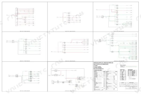 New Holland Speedrower 220, 260 windrower electrical schematic poster sheets with fuse and relay circuits