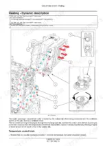 New Holland T5.90–T5.120 tractor heating system diagram with numbered parts, coolant hoses, radiator and temperature control valve