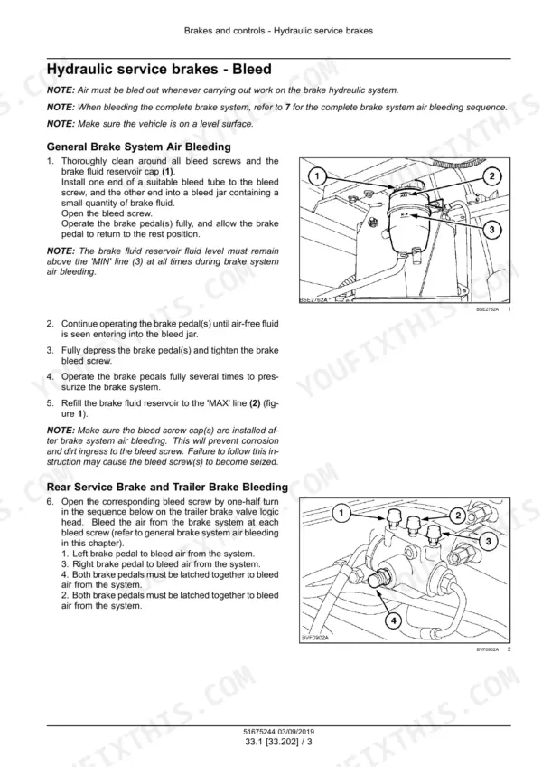 New_Holland_T6.125_To_T6.180_And_T6.145_To_T6.175_Tier_4B_Final_Auto_Command_Service_Manual_Tractor_51675244.pdf-brakes-and-controls-1484.webp New Holland T6.125, T6.145, T6.155, T6.165, T6.175, T6.180 tractor hydraulic brake system bleeding procedure with reservoir and valve photos