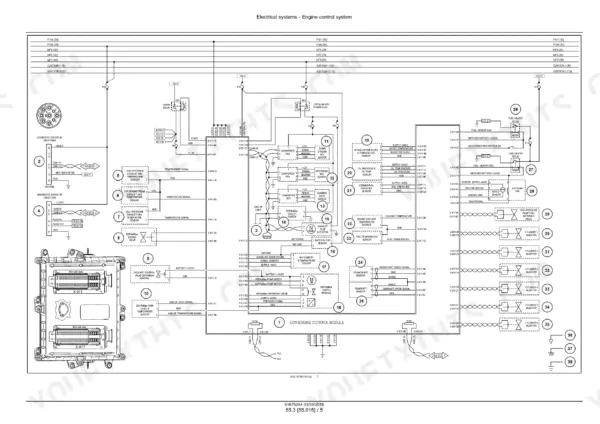 New Holland T6.125, T6.145, T6.155, T6.165, T6.175, T6.180 tractor wiring schematic for engine control module and sensors