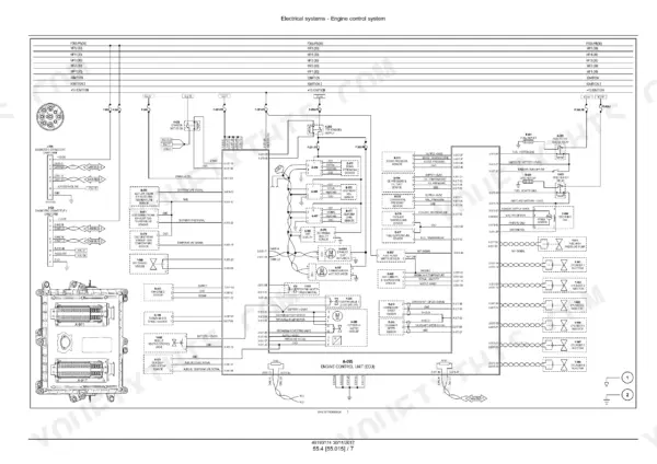 New Holland T7.290, T7.315 tractor wiring schematic for engine control unit and sensors