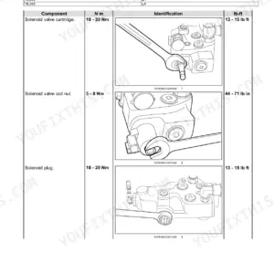 New Holland T8.270-T8.385 Series tractor parking brake valve torque specifications with wrench illustrations