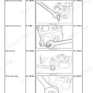 New Holland T8.275-T8.420 Series tractor parking brake control valve torque specifications with tool illustrations