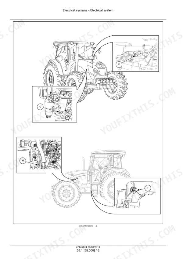 New Holland TD5.65–TD5.115 tractor sensor and component locations