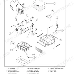 New Holland TG215-TG305 tractor cab HVAC box components exploded view