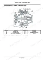 New_Holland_TL5.80_TL5.90_TL5.100_Tier_3_Service_Manual_Tractor_48140866.pdf-brakes-and-controls-590-1.webp New Holland TL5.80, TL5.90, TL5.100 tractor sectional view of brake assembly with numbered parts, sealant surfaces and component table