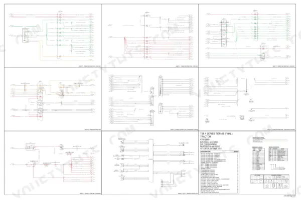 New Holland TS6.110–TS6.140 tractor electrical schematic poster sheets with fuse box and legend