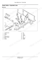 New Holland WE150B wheeled excavator dozer blade exploded view with numbered pins, screws and cylinders