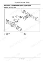 New Holland WE150B wheeled excavator cardan drive shaft exploded view between front and rear axles with numbered parts