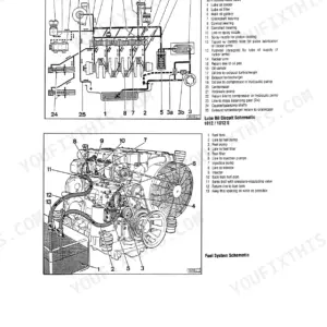 Terex Schaeff Deutz BF4M 1012 E diesel engine component views with numbered parts