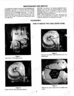 Allied 300, 400, WD winch disassembly procedure: removing cable drum cover, drain hose, bearing cap, and wear button.