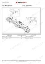 carraro-26-27m-26-32m-modular-axles-repair-manual-ca270292-hydraulic-42.webp Carraro 26.27M, 26.32M service brake diagram showing oil port and bleed locations on the axle assembly with parts table.