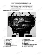 case-6388-6588-6788-tractor-operator-manual-1258501c4-controls-21.webp Case 6388, 6588, 6788 instrument panel and controls diagram with numbered key identifying switches, pedals, and steering components.