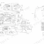 Case 9010 hydraulic system schematic showing main control valve, pumps, cylinders, and numbered component legend.