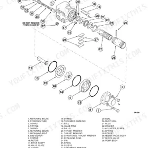 Case C50, C60, C70, C80, C90, C100 exploded view diagram of steering control unit components, pump body, and valve assembly.
