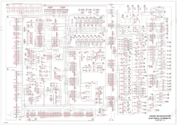 Case CX235C SR crawler excavator fold-out electrical schematic sheet 1 of 2