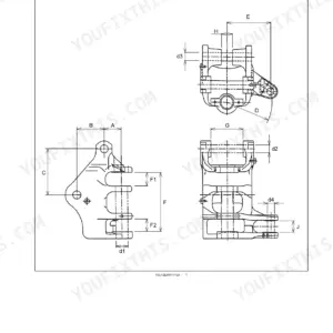 Case CX26B, CX30B mini excavator Swing bracket dimension drawing for the boom pivoting support