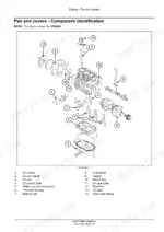 case-cx26b-cx30b-mini-excavator-service-manual-84563194b-engine-internals-144.webp Case CX26B, CX30B mini excavator Exploded view of engine pan and covers with numbered component list