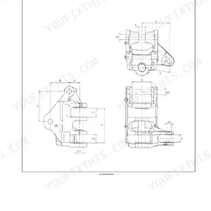Case CX35B, CX39B mini excavator Swing bracket dimension drawing for the boom pivoting support