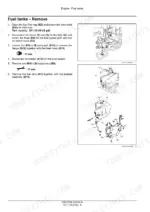 case-cx35b-cx39b-mini-excavator-service-manual-47574272b-engine-fuel-air-cooling-and-lubrication-233.webp Case CX35B, CX39B mini excavator Fuel tank removal steps with hose, sender and mounting bolt illustrations