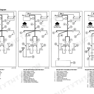 Case IH 8575 wiring connector diagrams for baler, bale ejector, and accumulator configurations with component identification keys.