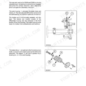 Case IH DX55, DX60 tractor Brakes description of operation: rear axle housing with brake discs and stators