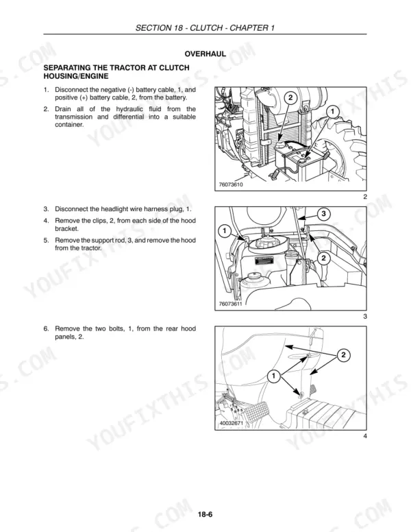 Case IH DX55, DX60 tractor Clutch overhaul: separating the tractor at the clutch housing, step-by-step photos