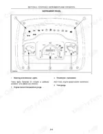 case-ih-jx95-straddle-mount-tractor-operator-manual-87684394-controls-34.webp Case IH JX95 instrument panel diagram showing warning lights, coolant temperature gauge, tachometer, and fuel gauge.