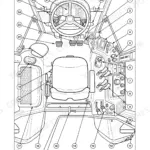 Case IH MXM120–MXM190 operator manual diagram showing numbered cab and platform controls, steering wheel, seat, and console layout.