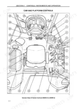 case-ih-mxm120-variants-tractor-operator-manual-82999278-controls-27.webp Case IH MXM120–MXM190 operator manual diagram showing numbered cab and platform controls, steering wheel, seat, and console layout.