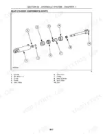 Case IH RR144, RR180, RR204 exploded view of rear hydraulic cylinder components with numbered parts list.