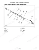 Case IH RR144, RR180, RR204 exploded view of lateral hydraulic cylinder components with parts list and labels.
