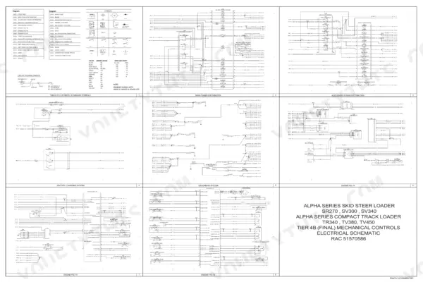 Case TV450 compact track loader fold-out electrical schematic sheets, mechanical controls