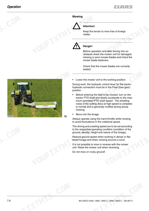 claas-disco-3450-variants-disc-mower-operator-manual-293-857-5-operations-44.webp Claas Disco 2650, 3050, 3450 mowing operation safety and procedure guide.