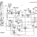 Cub Cadet 805–1720 electrical wiring diagram showing key switch, PTO switch, battery, starter, and indicator light connections.