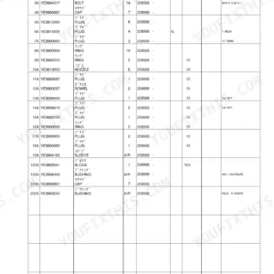 Cummins B5.9-C cylinder block parts list table showing symbols, part numbers, names, quantities, and remarks for plugs and bushings.